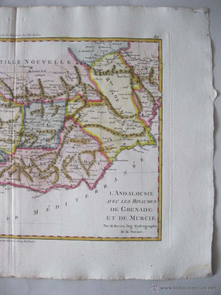 Arte: Mapa de Andaluc&iacute;a, 1788. Bonne - Foto 4