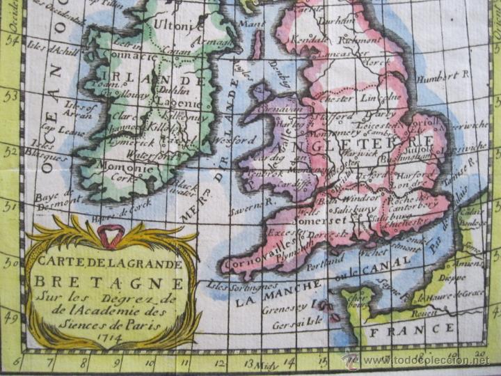 Arte: Mapa de las Islas Brit&aacute;nicas, 1759. Buffier - Foto 3