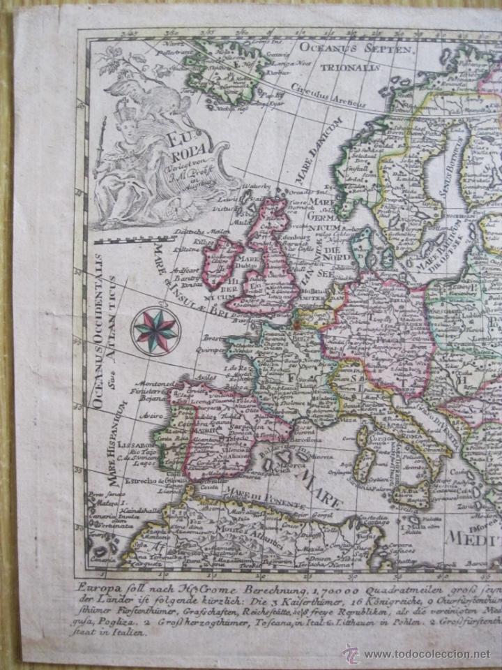 Arte: Mapa de Europa, 1765. Probst - Foto 3