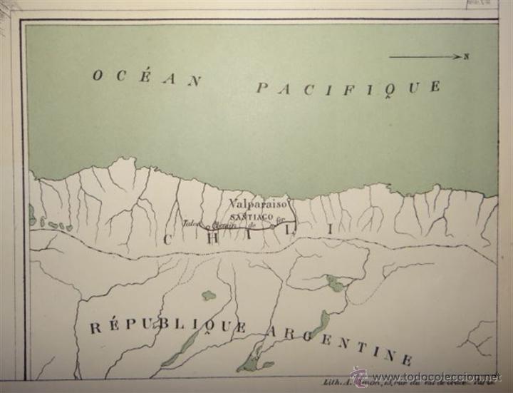Arte: Mapa de Valpara&iacute;so (Chile), 1880. A. Simon - Foto 3