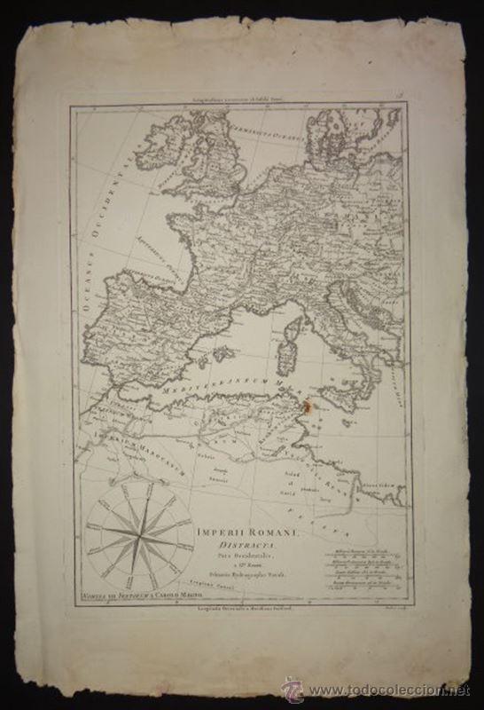 Arte: Mapa del Imperio Romano, 1780. Bonne - Foto 1
