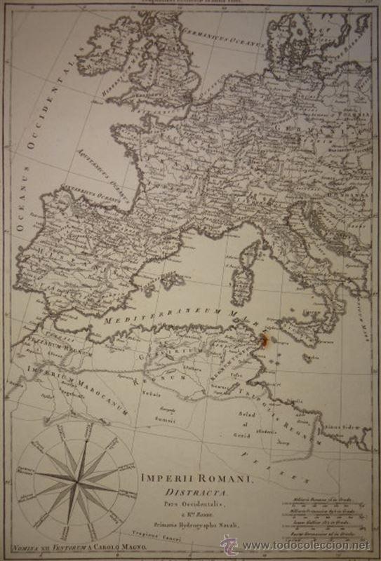 Arte: Mapa del Imperio Romano, 1780. Bonne - Foto 2
