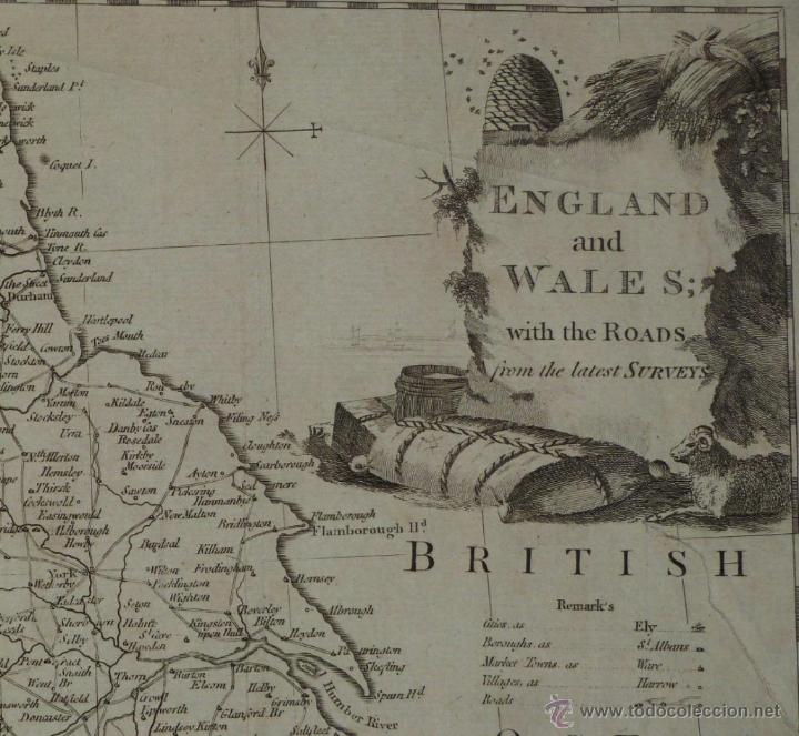Arte: Mapa de Inglaterra, 1760. Kitchin - Foto 2