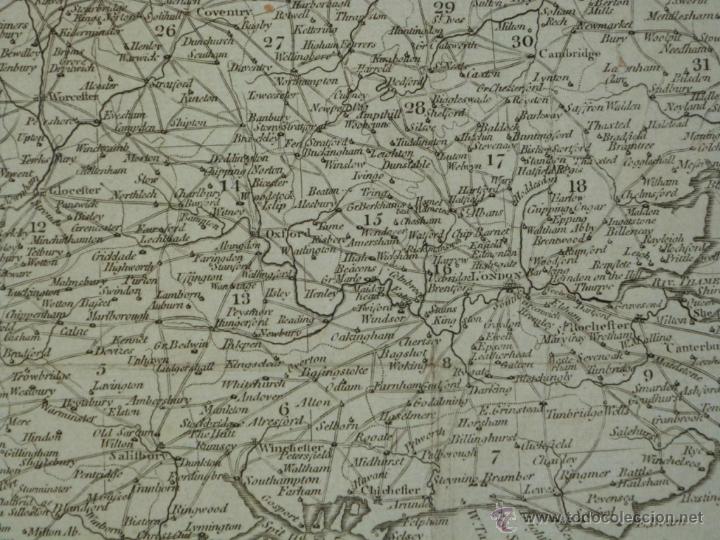 Arte: Mapa de Inglaterra, 1760. Kitchin - Foto 3