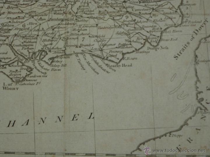 Arte: Mapa de Inglaterra, 1760. Kitchin - Foto 4