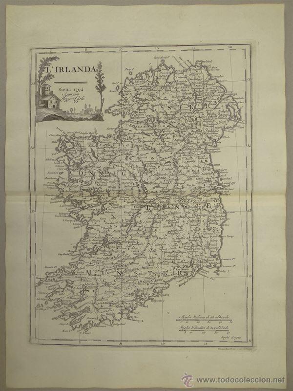 Arte: Mapa de Irlanda, 1797. Pazzini - Foto 1