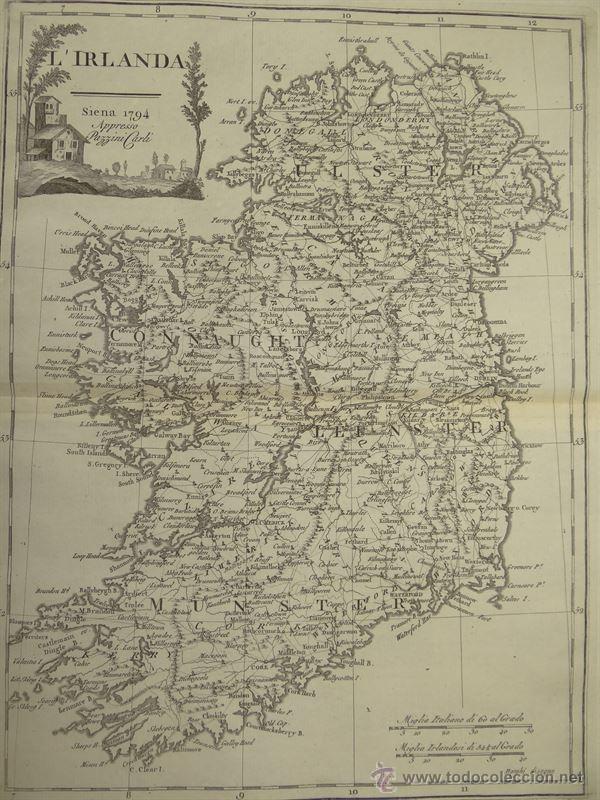 Arte: Mapa de Irlanda, 1797. Pazzini - Foto 2