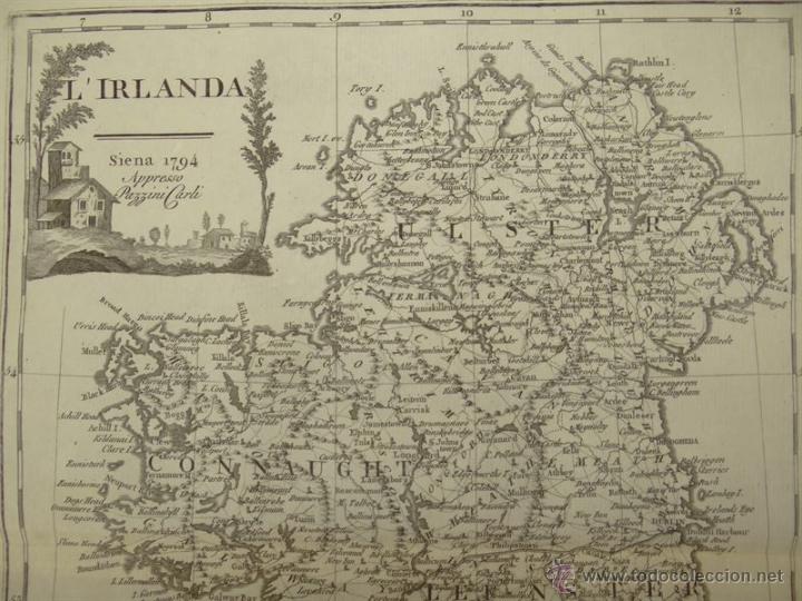 Arte: Mapa de Irlanda, 1797. Pazzini - Foto 3