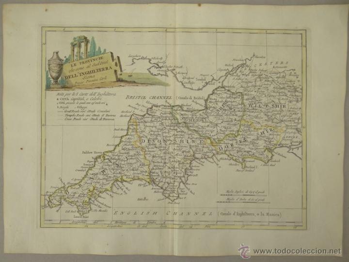 Arte: Mapa del suroeste de Inglaterra, 1797. Pazzini - Foto 1