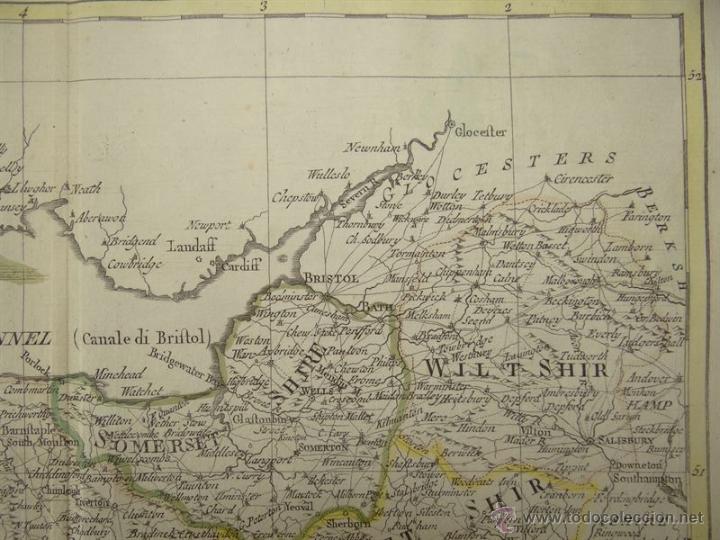 Arte: Mapa del suroeste de Inglaterra, 1797. Pazzini - Foto 5