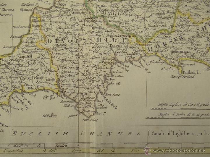 Arte: Mapa del suroeste de Inglaterra, 1797. Pazzini - Foto 7
