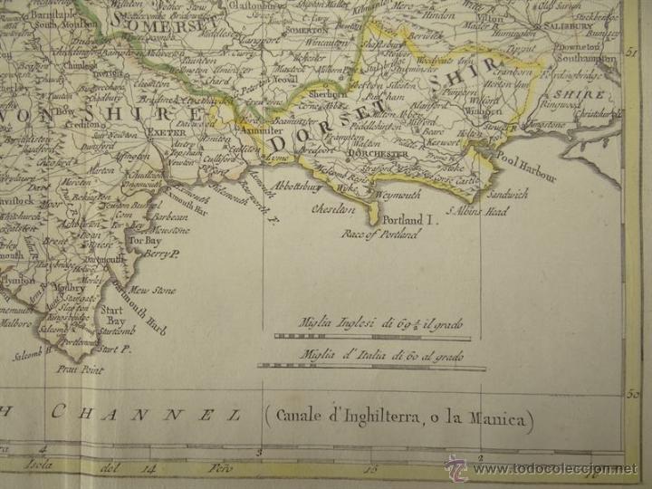 Arte: Mapa del suroeste de Inglaterra, 1797. Pazzini - Foto 8