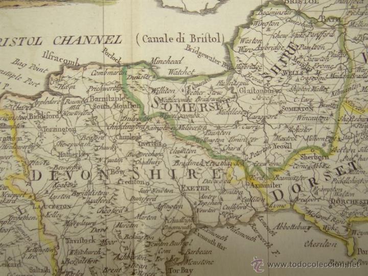 Arte: Mapa del suroeste de Inglaterra, 1797. Pazzini - Foto 9