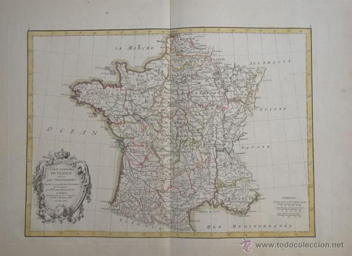 Arte: Mapa de Francia, 1786. Bonne - Foto 2