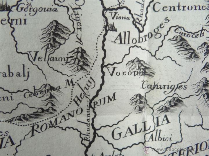 Arte: Mapa de Francia romana, 1680. - Foto 2