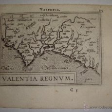 Arte: ANTIGUO MAPA GRABADO DE VALENCIA. VALENTIA REGNUM. 1588