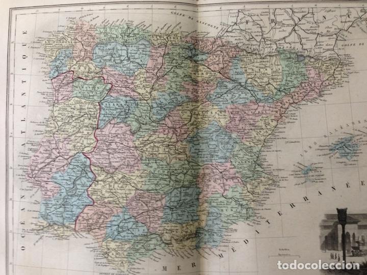 Arte: Mapa de España y Portugal, 1889. Migeon - Foto 2 - 93307795