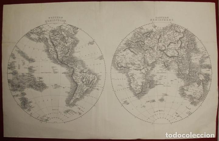 Arte: Mapa del mundo, 1870. An&oacute;nimo - Foto 1