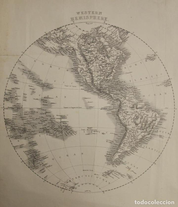 Arte: Mapa del mundo, 1870. An&oacute;nimo - Foto 2