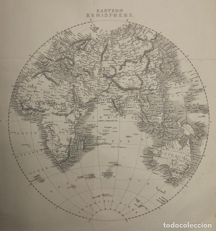 Arte: Mapa del mundo, 1870. An&oacute;nimo - Foto 3