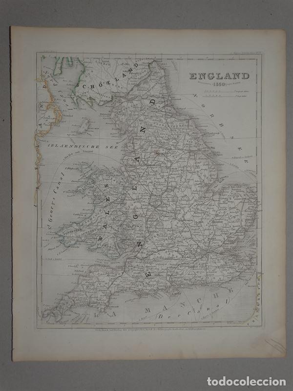Arte: Mapa de Inglaterra, 1852. Sparer/Meyer - Foto 2