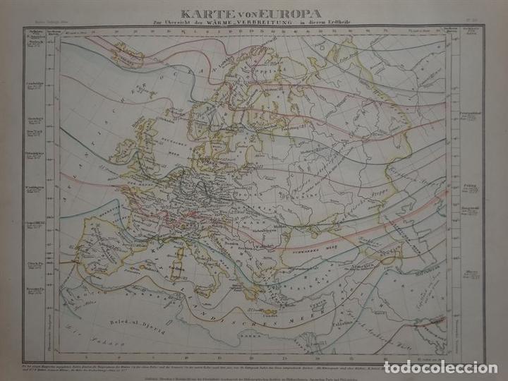 Arte: Mapa de Europa y su temperatura, 1852. An&oacute;nimo - Foto 1