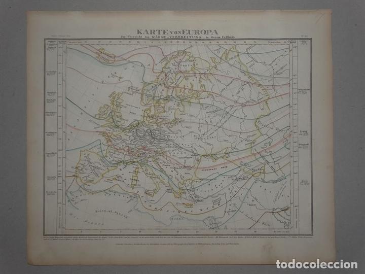 Arte: Mapa de Europa y su temperatura, 1852. An&oacute;nimo - Foto 2