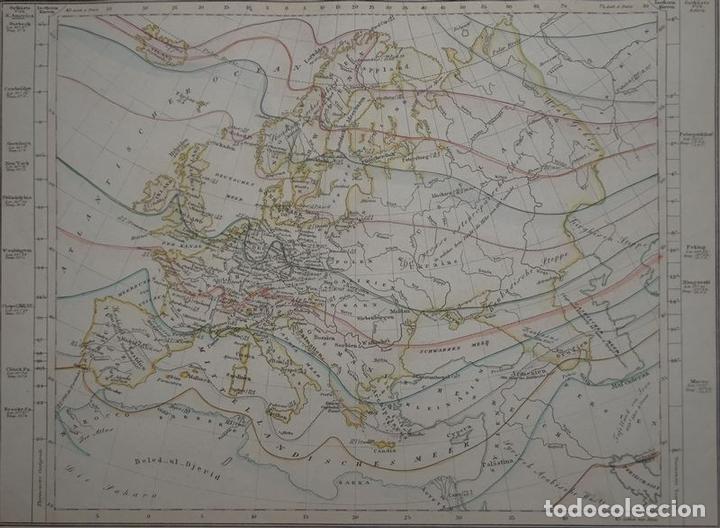 Arte: Mapa de Europa y su temperatura, 1852. An&oacute;nimo - Foto 3