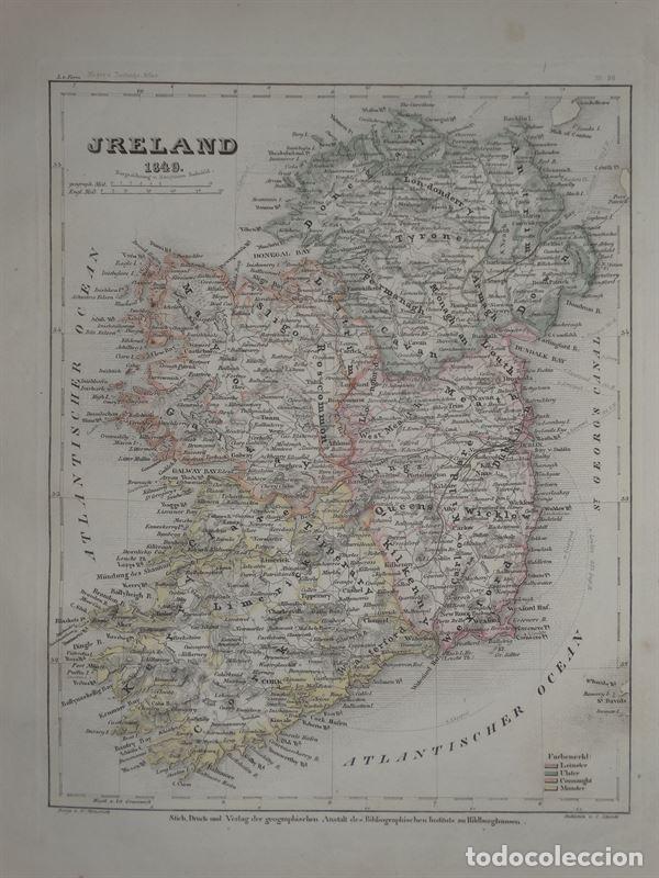 Arte: Mapa de Irlanda, 1852. Ehricht/Meyer - Foto 1