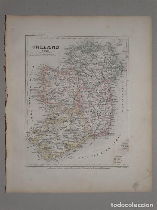 Arte: Mapa de Irlanda, 1852. Ehricht/Meyer - Foto 2