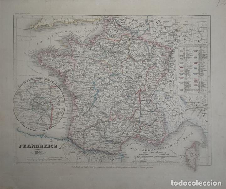 Arte: Mapa de Francia, 1852. Radefeld/Meyer - Foto 1