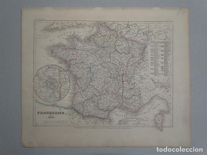 Arte: Mapa de Francia, 1852. Radefeld/Meyer - Foto 2