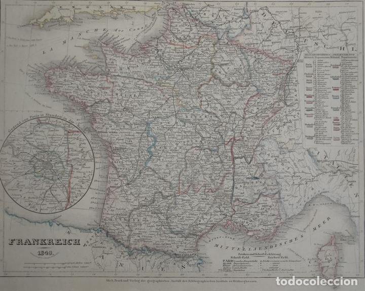Arte: Mapa de Francia, 1852. Radefeld/Meyer - Foto 3