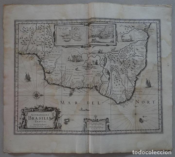 Arte: Mapa de Brasil, 1633. Hondius /Mercator - Foto 1