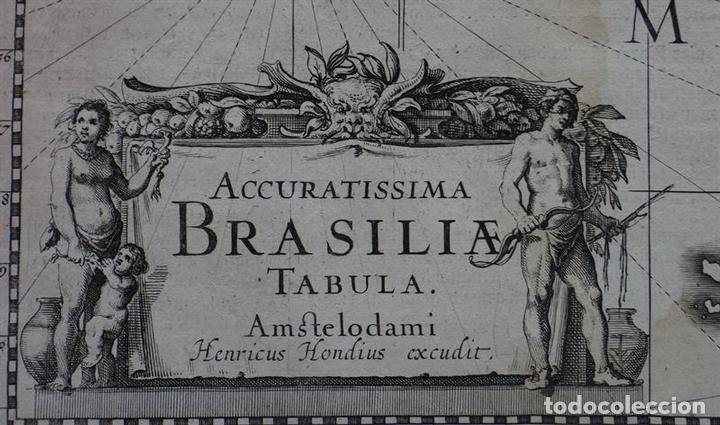 Arte: Mapa de Brasil, 1633. Hondius /Mercator - Foto 2