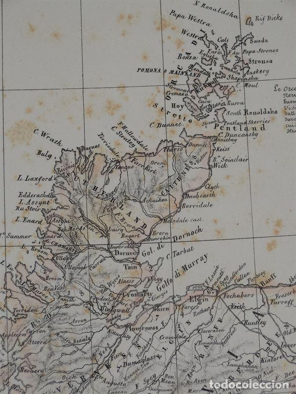 Arte: Mapa de las Islas Brit&aacute;nicas, 1856. B. Marzolla - Foto 6