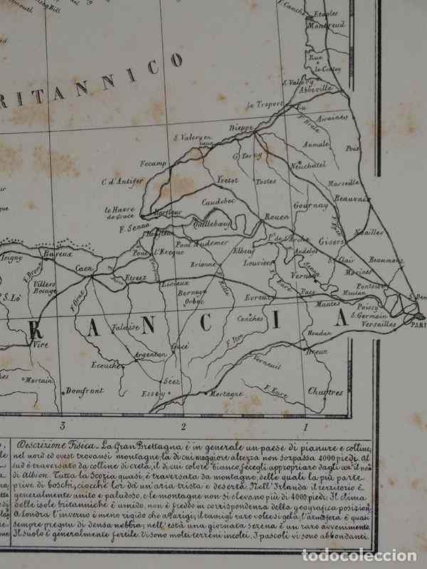 Arte: Mapa de las Islas Brit&aacute;nicas, 1856. B. Marzolla - Foto 9