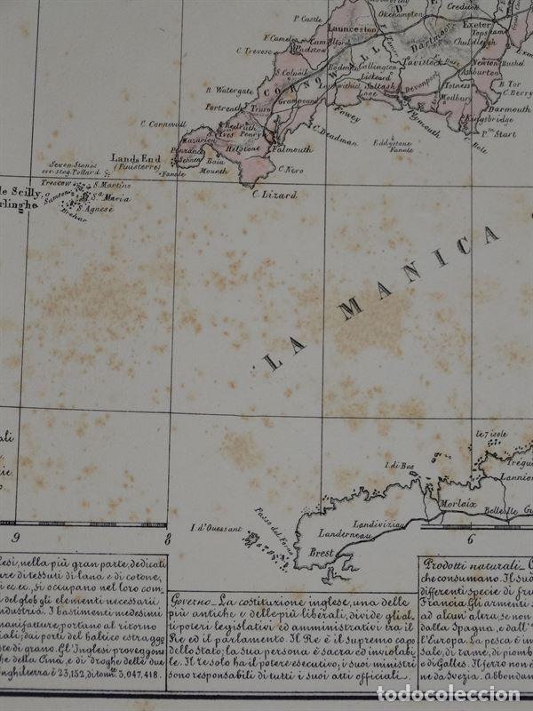 Arte: Mapa de las Islas Brit&aacute;nicas, 1856. B. Marzolla - Foto 10