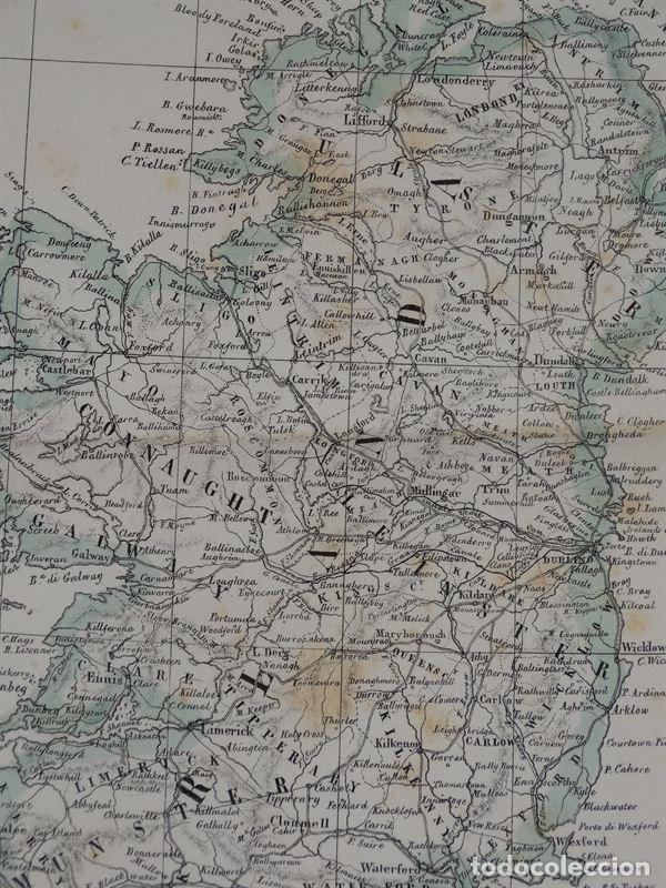 Arte: Mapa de las Islas Brit&aacute;nicas, 1856. B. Marzolla - Foto 14