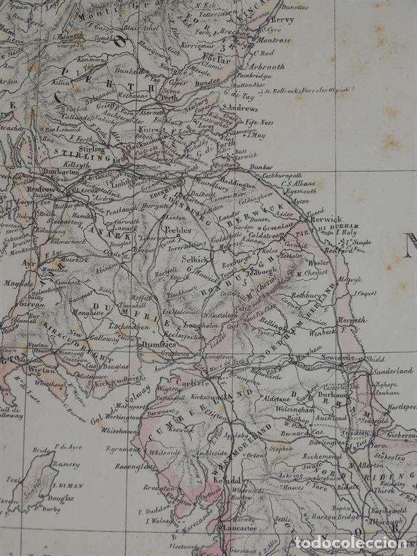 Arte: Mapa de las Islas Brit&aacute;nicas, 1856. B. Marzolla - Foto 16