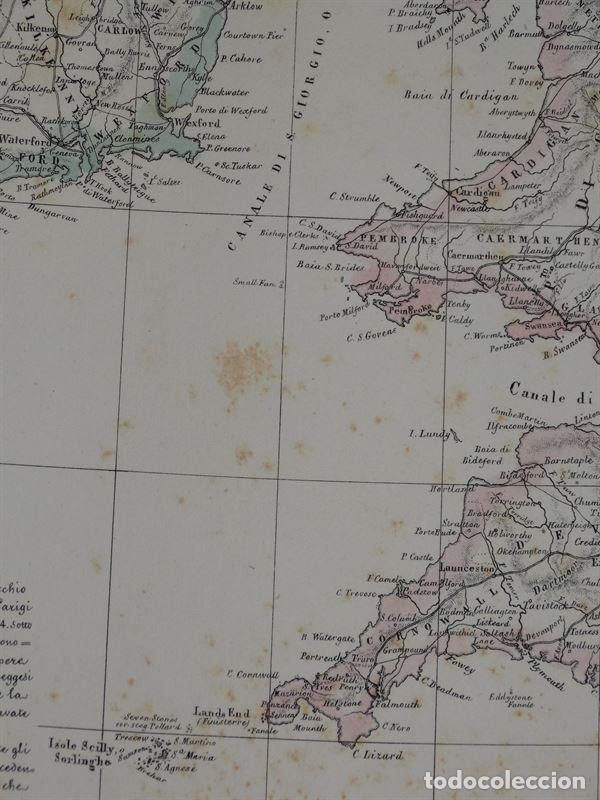 Arte: Mapa de las Islas Brit&aacute;nicas, 1856. B. Marzolla - Foto 18