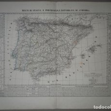 Arte: MAPA DE ESPAÑA, PORTUGAL Y ANDORRA, 1856. MARZOLLA. Lote 95847459