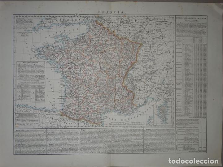Arte: Mapa de Francia, 1856. Marzolla - Foto 1
