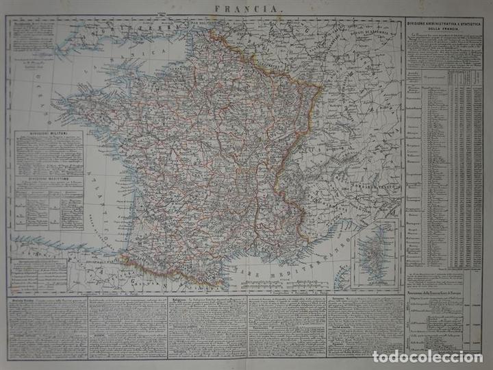 Arte: Mapa de Francia, 1856. Marzolla - Foto 2
