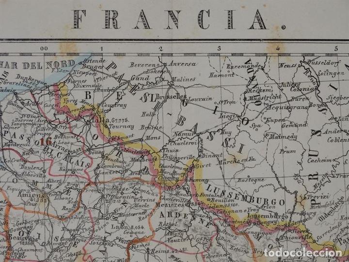 Arte: Mapa de Francia, 1856. Marzolla - Foto 3
