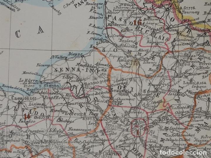 Arte: Mapa de Francia, 1856. Marzolla - Foto 11