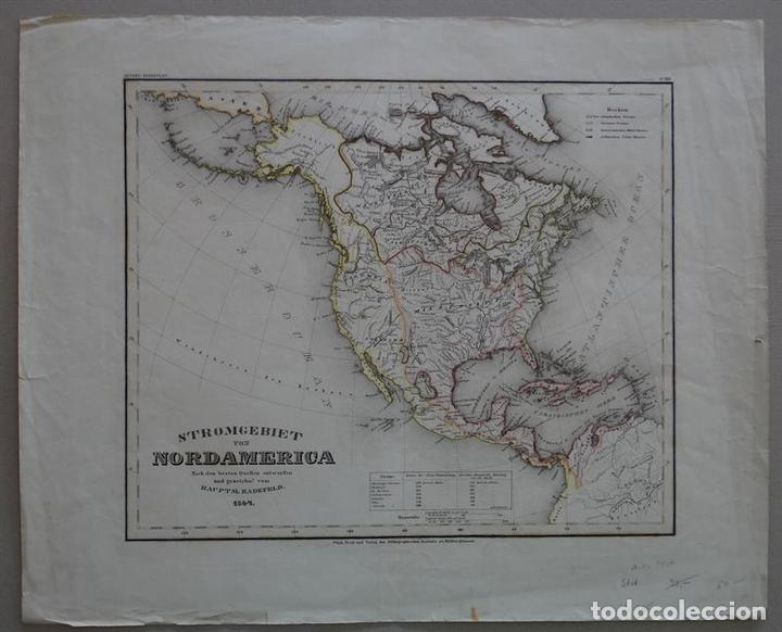Arte: Mapa de Am&eacute;rica del Norte, 1853. Radefeld - Foto 1