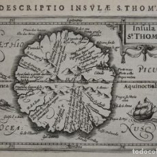 Arte: MAPA DE LA ISLA DE SANTO TOMÉ (ÁFRICA), 1616. BERTIUS/HONDIUS. Lote 108848375