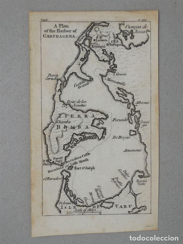 Arte: Mapa de Cartagena de Indias (Colombia, América del sur)), circa 1720. Thomas Jefferys - Foto 1 - 109356239
