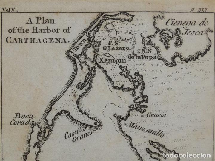 Arte: Mapa de Cartagena de Indias (Colombia, América del sur)), circa 1720. Thomas Jefferys - Foto 2 - 109356239
